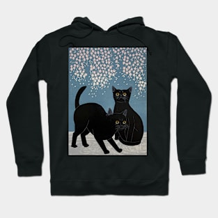 Neko and Sakura Japanese Vintage Art Ukiyo-e Hoodie